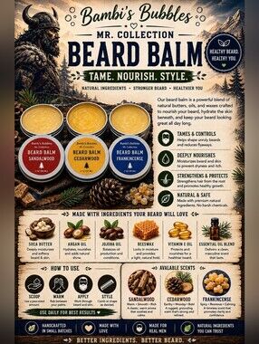 Made To Order: Hand Crafted Beard Balm 2oz Tin Assorted Scents